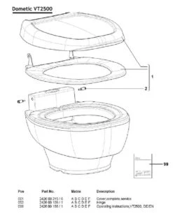 Seat Only For Dometic VT2500 Vacuum Toilet - No Longer Available -Home Appliance Parts Store Cover only for Dometic VT2500 Vacuum Toilet Seat Dometic 1600863910